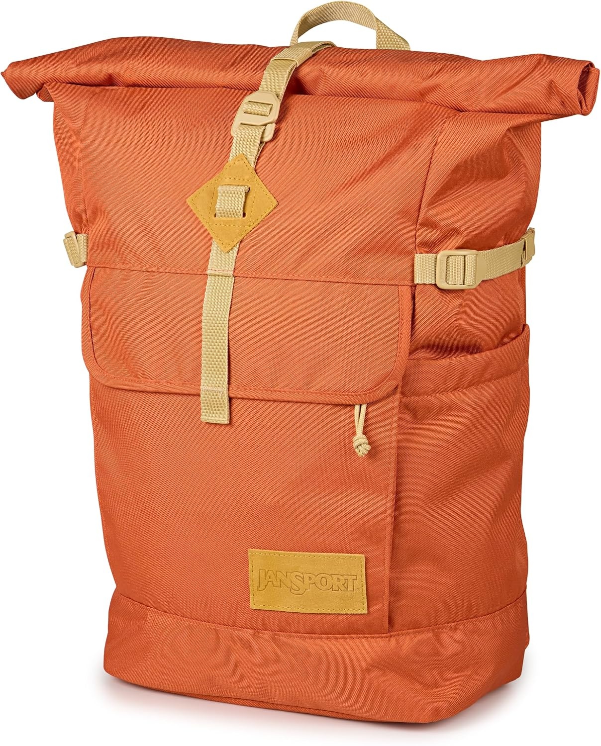 image:imageJanSport Hatchet Rolltop Backpack 17inch Padded Laptop Sleeve Spacious Main Compartment Dual Water Bottle Pockets NavyDune Red