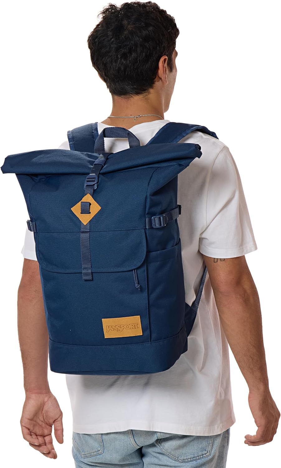 image:imageJanSport Hatchet Rolltop Backpack 17inch Padded Laptop Sleeve Spacious Main Compartment Dual Water Bottle Pockets NavyNavy