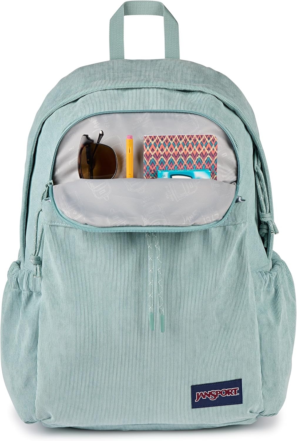 image:imageJanSport Lounge Pack FX Large Main Compartment Dual Water Bottle Pockets Front Drawcord Pocket Padded Laptop Sleeve Lavender Ash CorduroyFaded Sage Corduroy