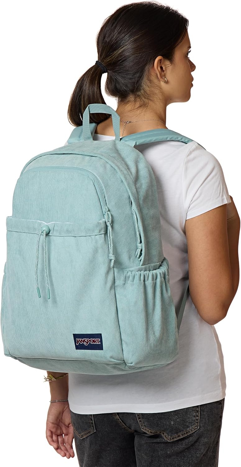 image:imageJanSport Lounge Pack FX Large Main Compartment Dual Water Bottle Pockets Front Drawcord Pocket Padded Laptop Sleeve Lavender Ash CorduroyFaded Sage Corduroy