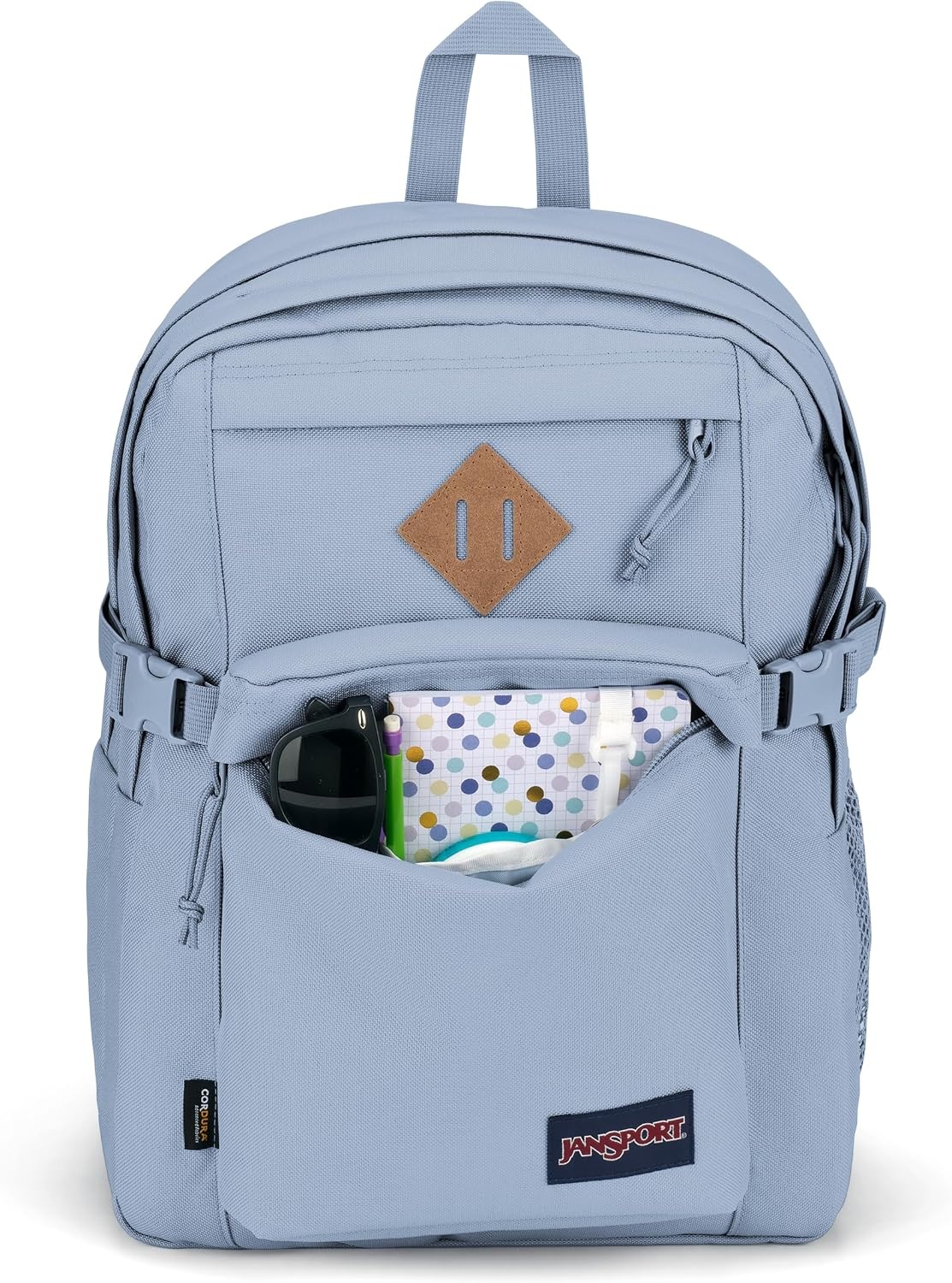 image:imageJanSport Main Campus FX Backpack Travel or Work Bag w 15Inch Laptop Pack with Leather Trim Lavender AshBlue Dusk