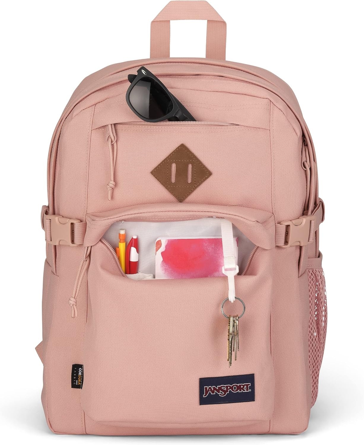 image:imageJanSport Main Campus FX Backpack Travel or Work Bag w 15Inch Laptop Pack with Leather Trim Lavender AshMisty Rose