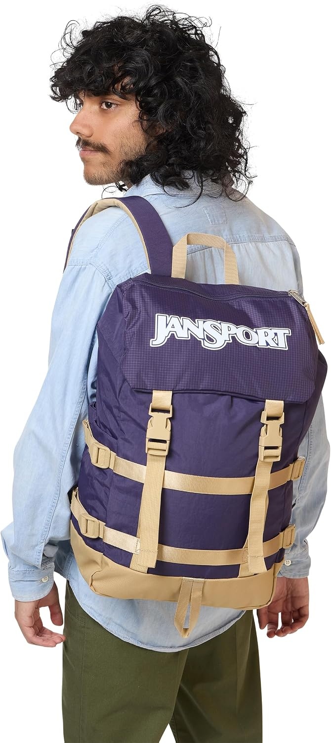 image:imageJanSport Skip Pack Backpack 28L Capacity Fits 135 Laptop Large Main Compartment Side Water Bottle Pocket Ideal for Work amp Travel BlackAmethyst Angst
