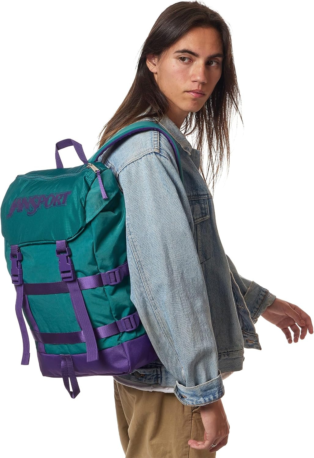 image:imageJanSport Skip Pack Backpack 28L Capacity Fits 135 Laptop Large Main Compartment Side Water Bottle Pocket Ideal for Work amp Travel BlackEmerald Pool