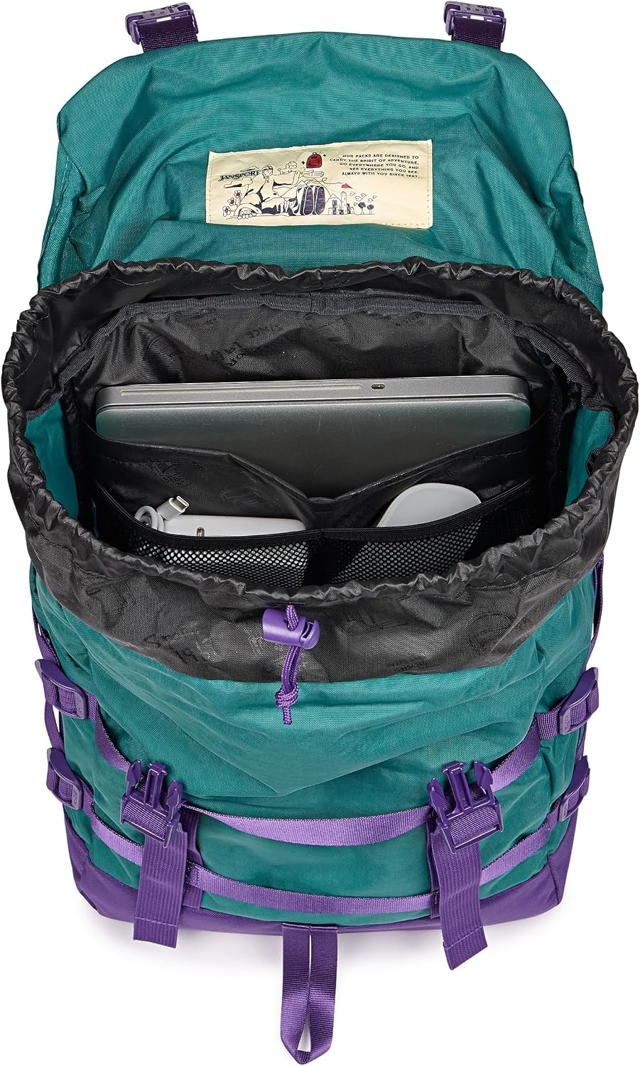 image:imageJanSport Skip Pack Backpack 28L Capacity Fits 135 Laptop Large Main Compartment Side Water Bottle Pocket Ideal for Work amp Travel BlackEmerald Pool