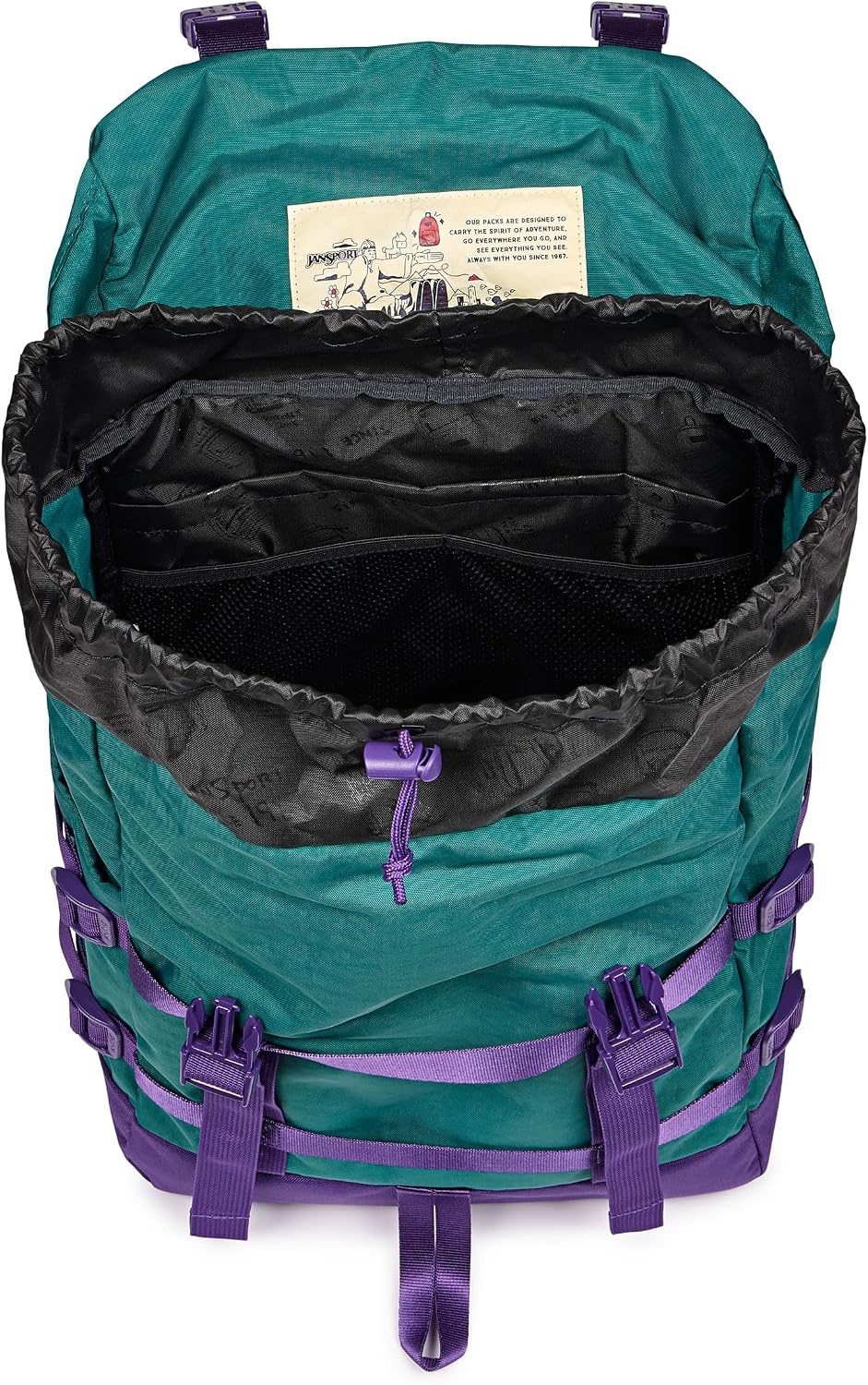 image:imageJanSport Skip Pack Backpack 28L Capacity Fits 135 Laptop Large Main Compartment Side Water Bottle Pocket Ideal for Work amp Travel BlackEmerald Pool