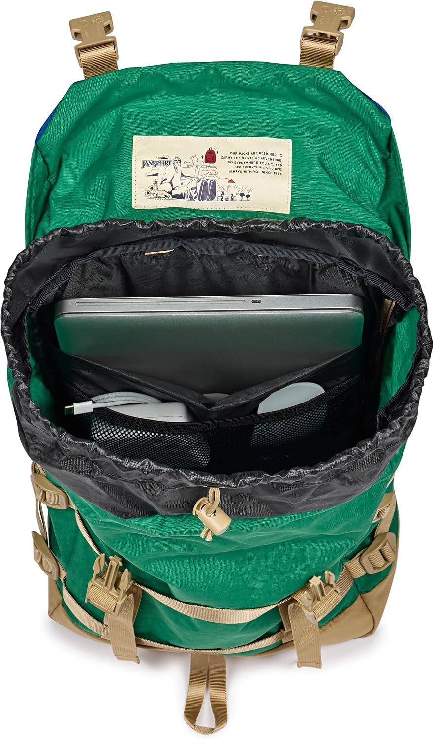 image:imageJanSport Skip Pack Backpack 28L Capacity Fits 135 Laptop Large Main Compartment Side Water Bottle Pocket Ideal for Work amp Travel BlackJelly Kelly
