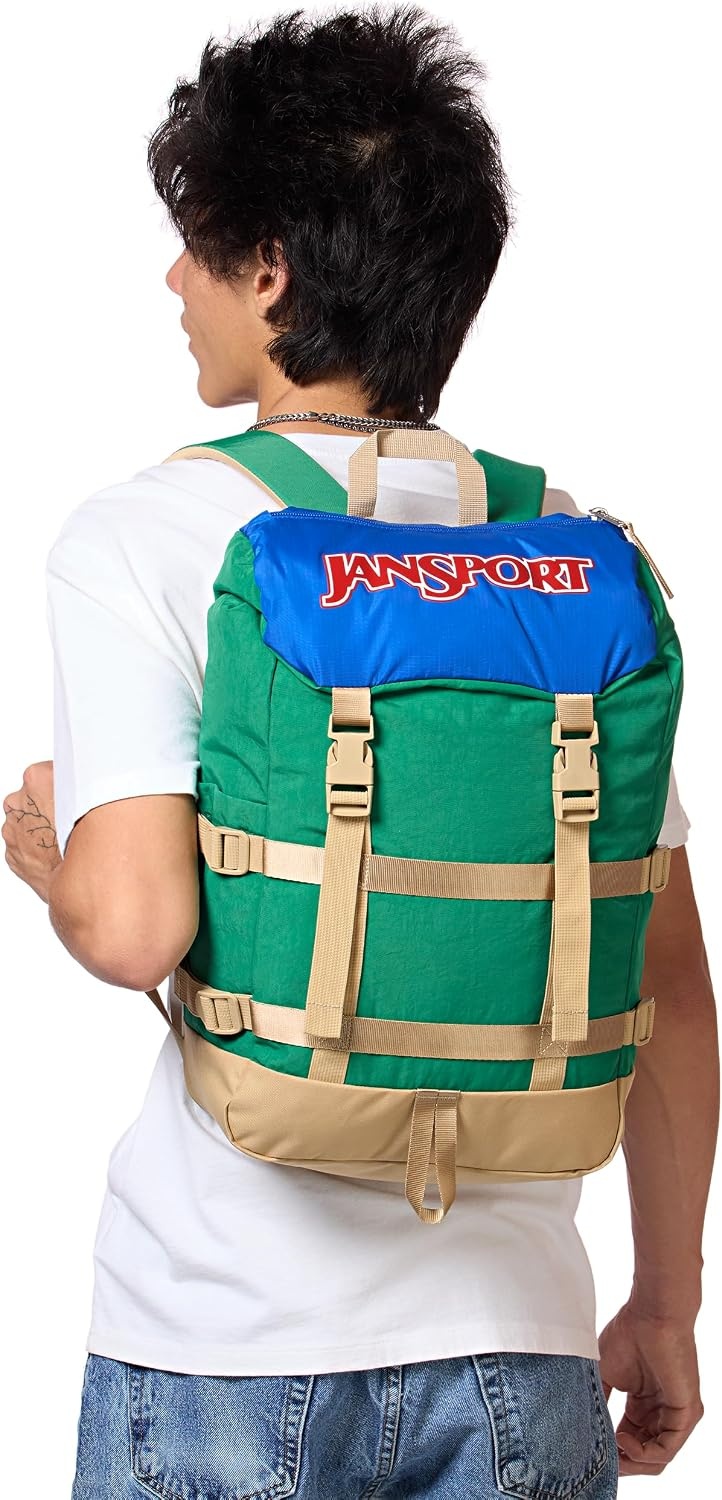image:imageJanSport Skip Pack Backpack 28L Capacity Fits 135 Laptop Large Main Compartment Side Water Bottle Pocket Ideal for Work amp Travel BlackJelly Kelly