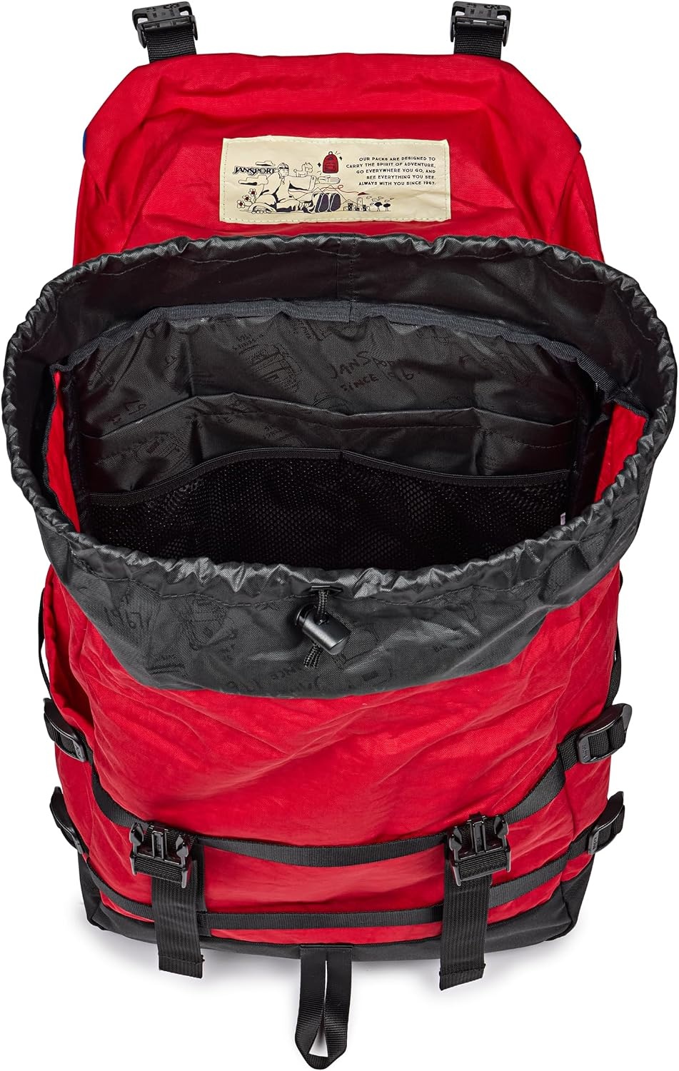 image:imageJanSport Skip Pack Backpack 28L Capacity Fits 135 Laptop Large Main Compartment Side Water Bottle Pocket Ideal for Work amp Travel BlackRed Tape