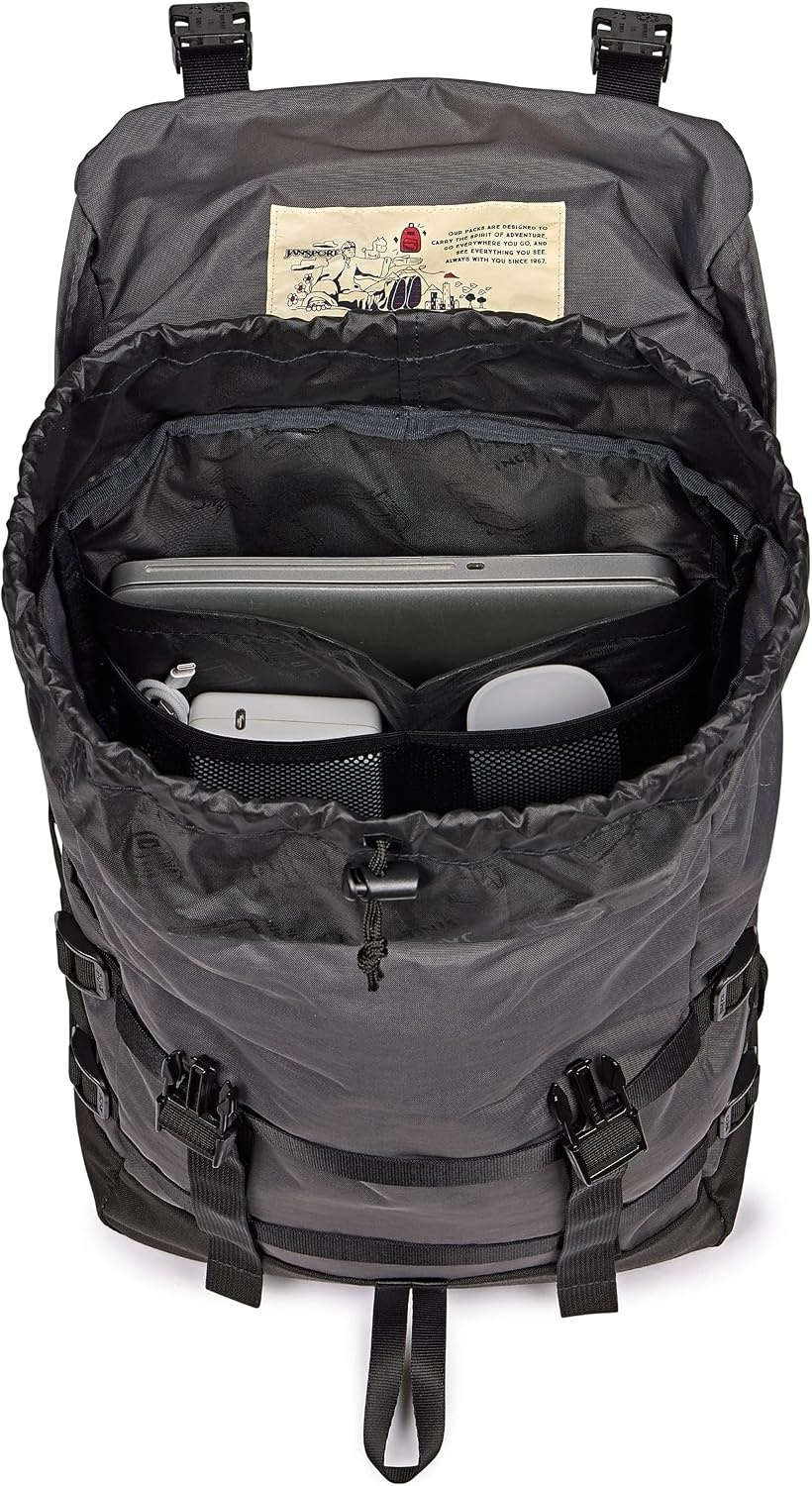 image:imageJanSport Skip Pack Backpack 28L Capacity Fits 135 Laptop Large Main Compartment Side Water Bottle Pocket Ideal for Work amp Travel BlackSmokey Grit