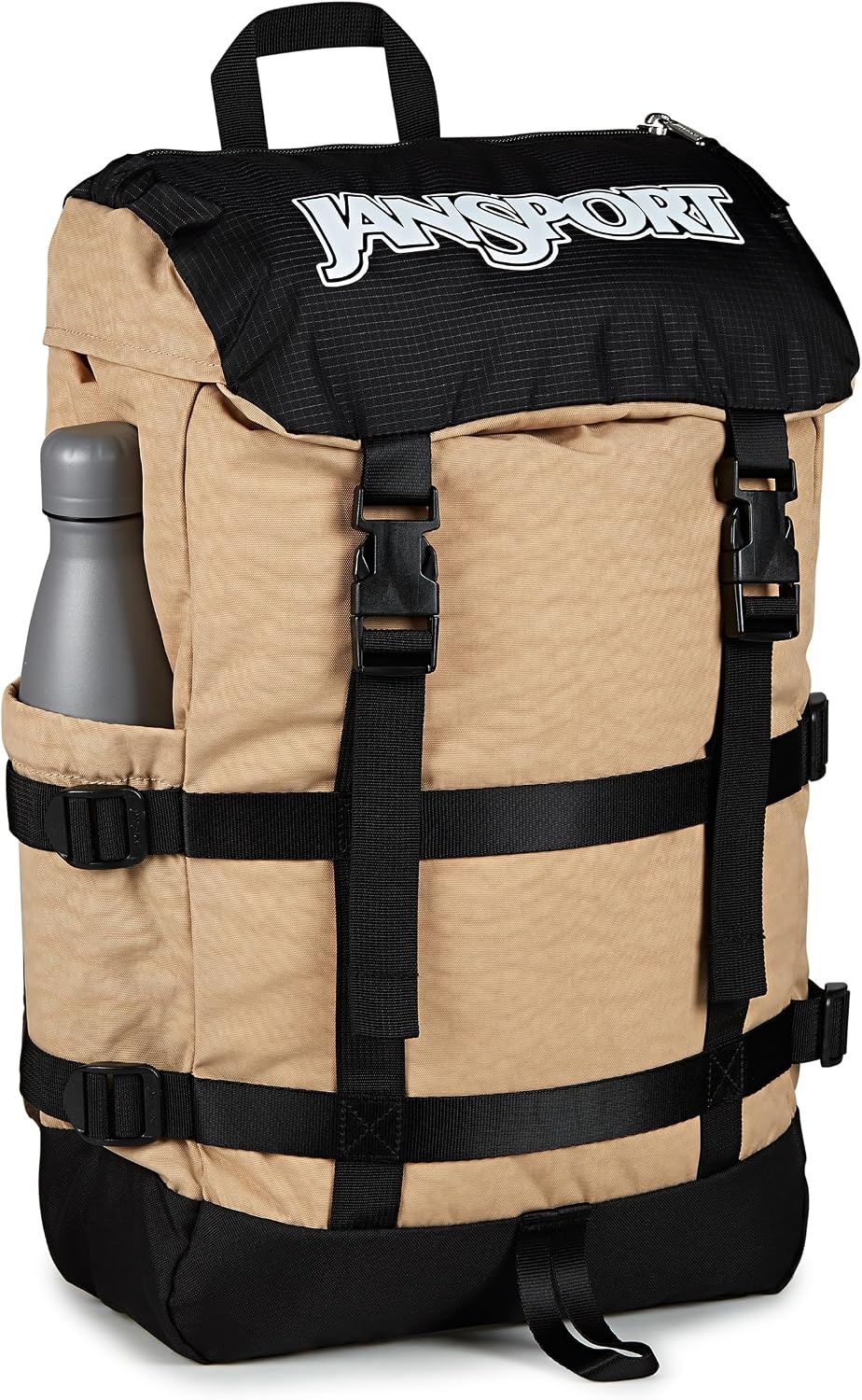 image:imageJanSport Skip Pack Backpack 28L Capacity Fits 135 Laptop Large Main Compartment Side Water Bottle Pocket Ideal for Work amp Travel BlackTravertine