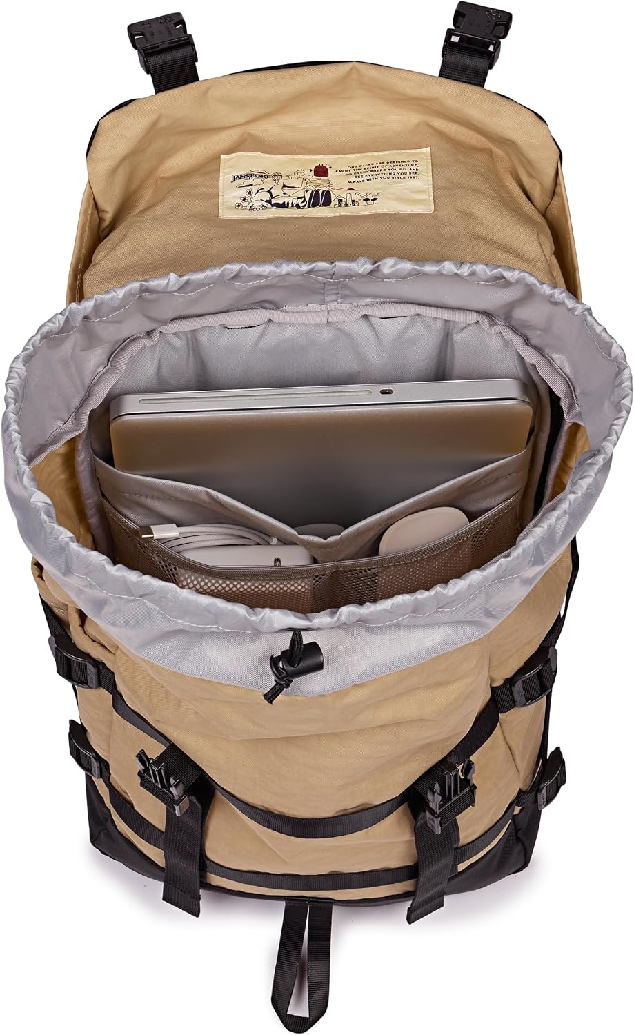 image:imageJanSport Skip Pack Backpack 28L Capacity Fits 135 Laptop Large Main Compartment Side Water Bottle Pocket Ideal for Work amp Travel BlackTravertine