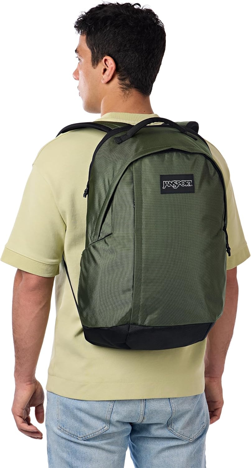 image:imageJanSport Station Pack Large Backpack with Padded Laptop Sleeve Dual Water Bottle Pockets and Loft Pocket Elemental BlueCargo Green