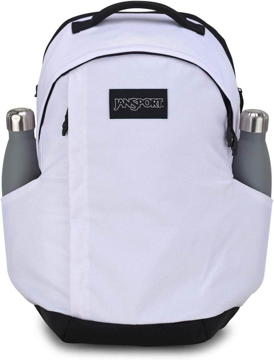 image:imageJanSport Station Pack Large Backpack with Padded Laptop Sleeve Dual Water Bottle Pockets and Loft Pocket Elemental BlueWhite