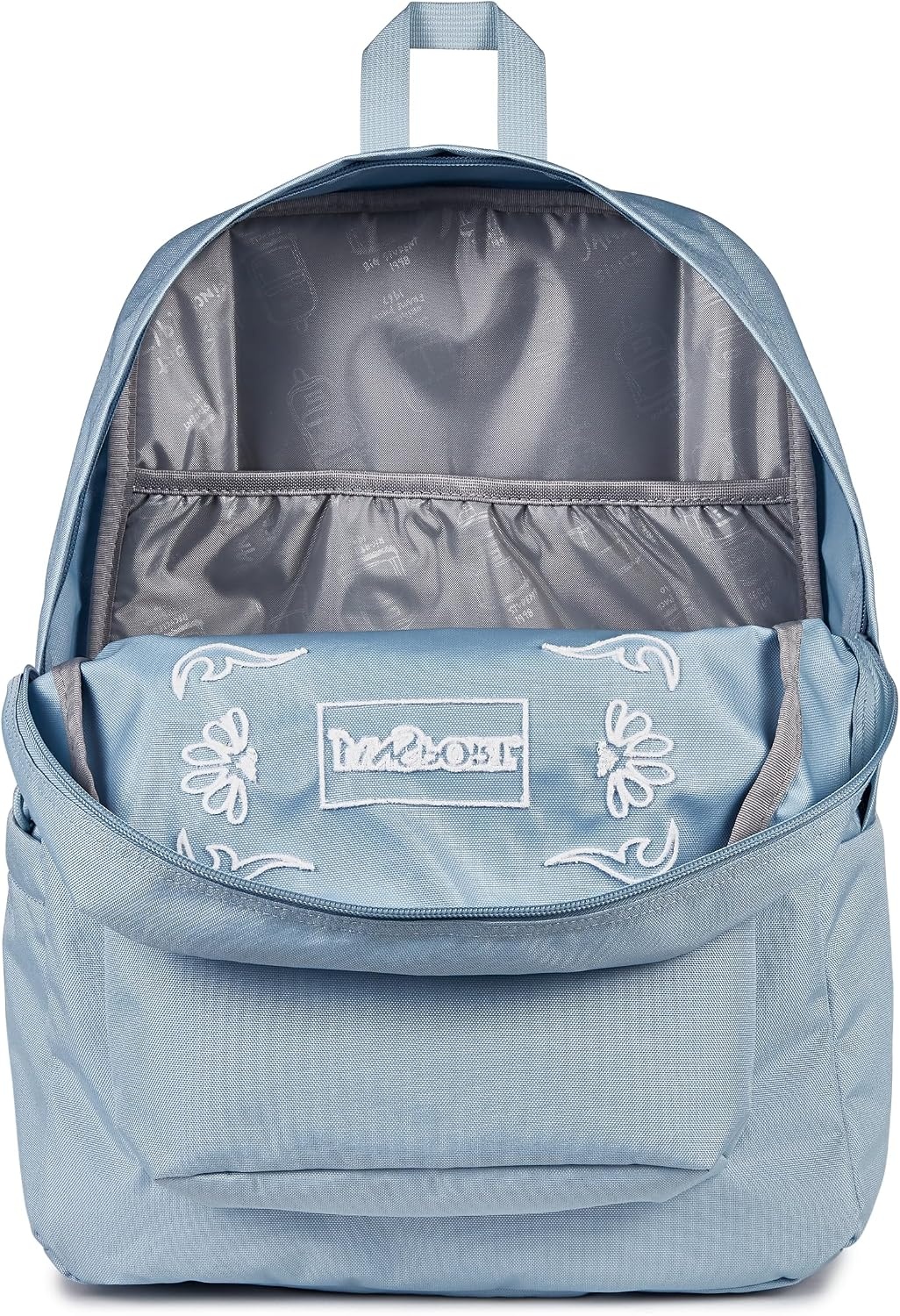 image:imageJanSport Superbreak Plus FX Backpack Work Travel or Laptop Bag with Water Bottle Pocket Oil Slick BlackBandana Jam Emb Blue DuskWhiteWhite