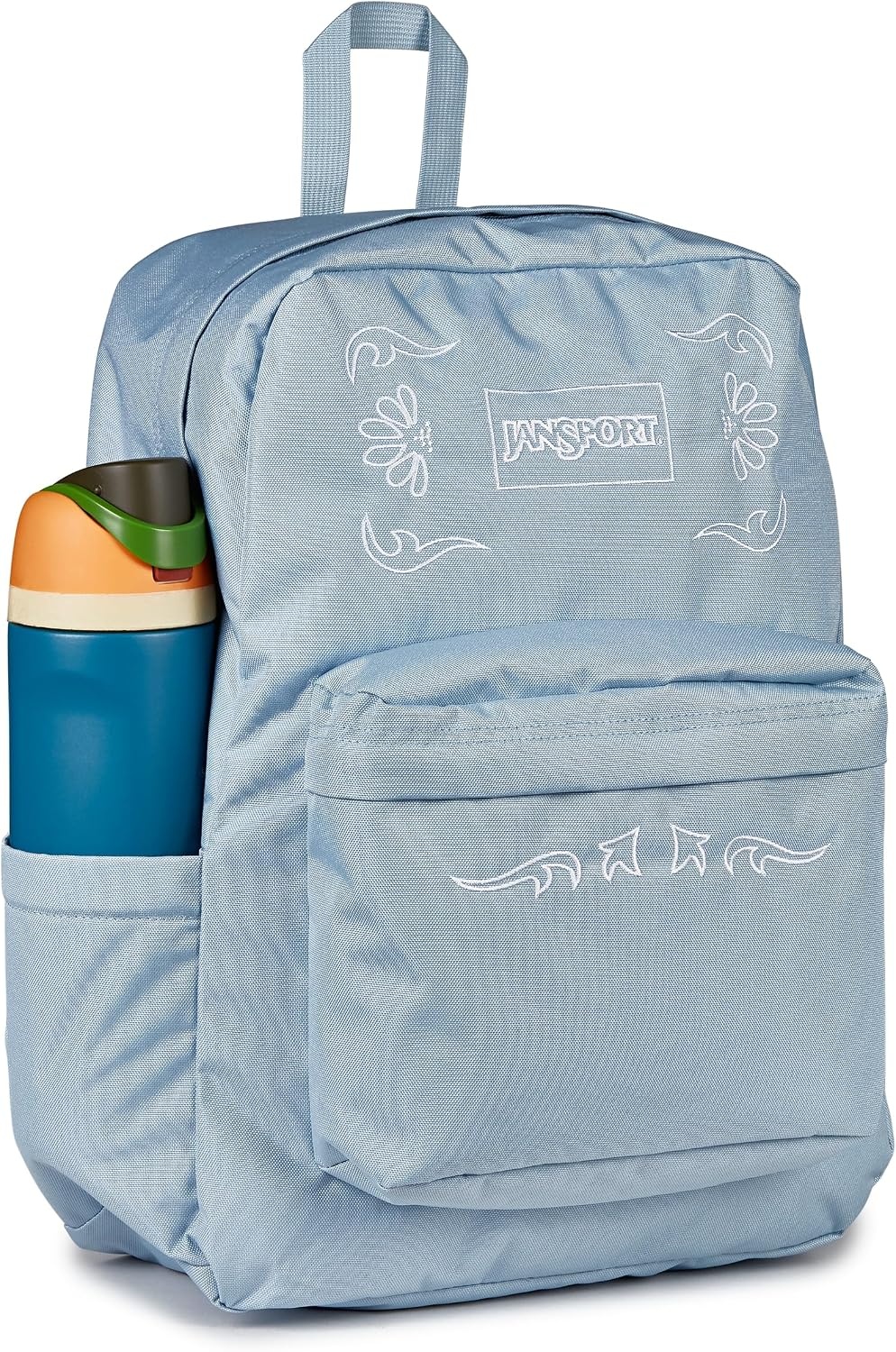 image:imageJanSport Superbreak Plus FX Backpack Work Travel or Laptop Bag with Water Bottle Pocket Oil Slick BlackBandana Jam Emb Blue DuskWhiteWhite