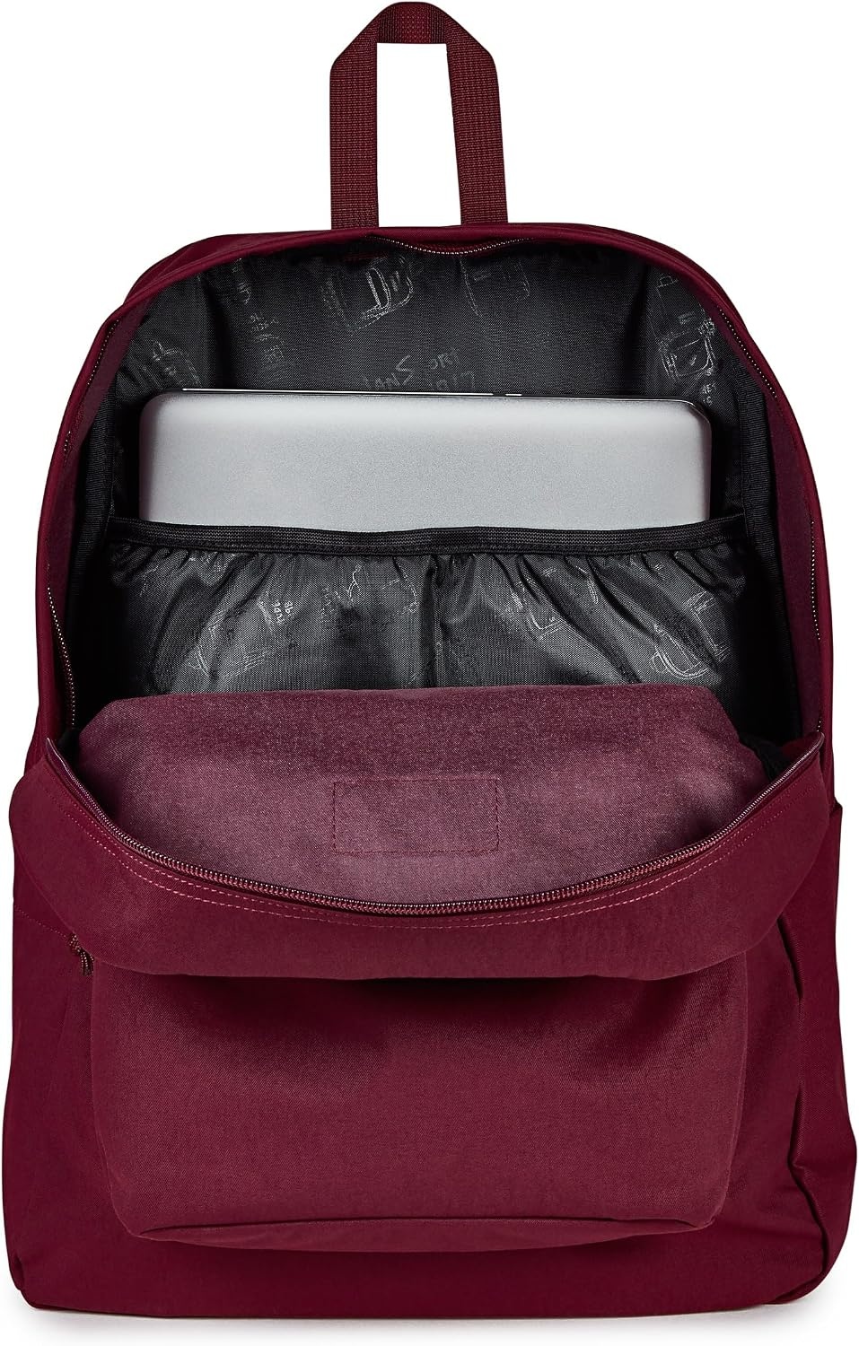 image:imageJanSport Superbreak Plus FX Backpack Work Travel or Laptop Bag with Water Bottle Pocket Oil Slick BlackCherry LacquerCherry L
