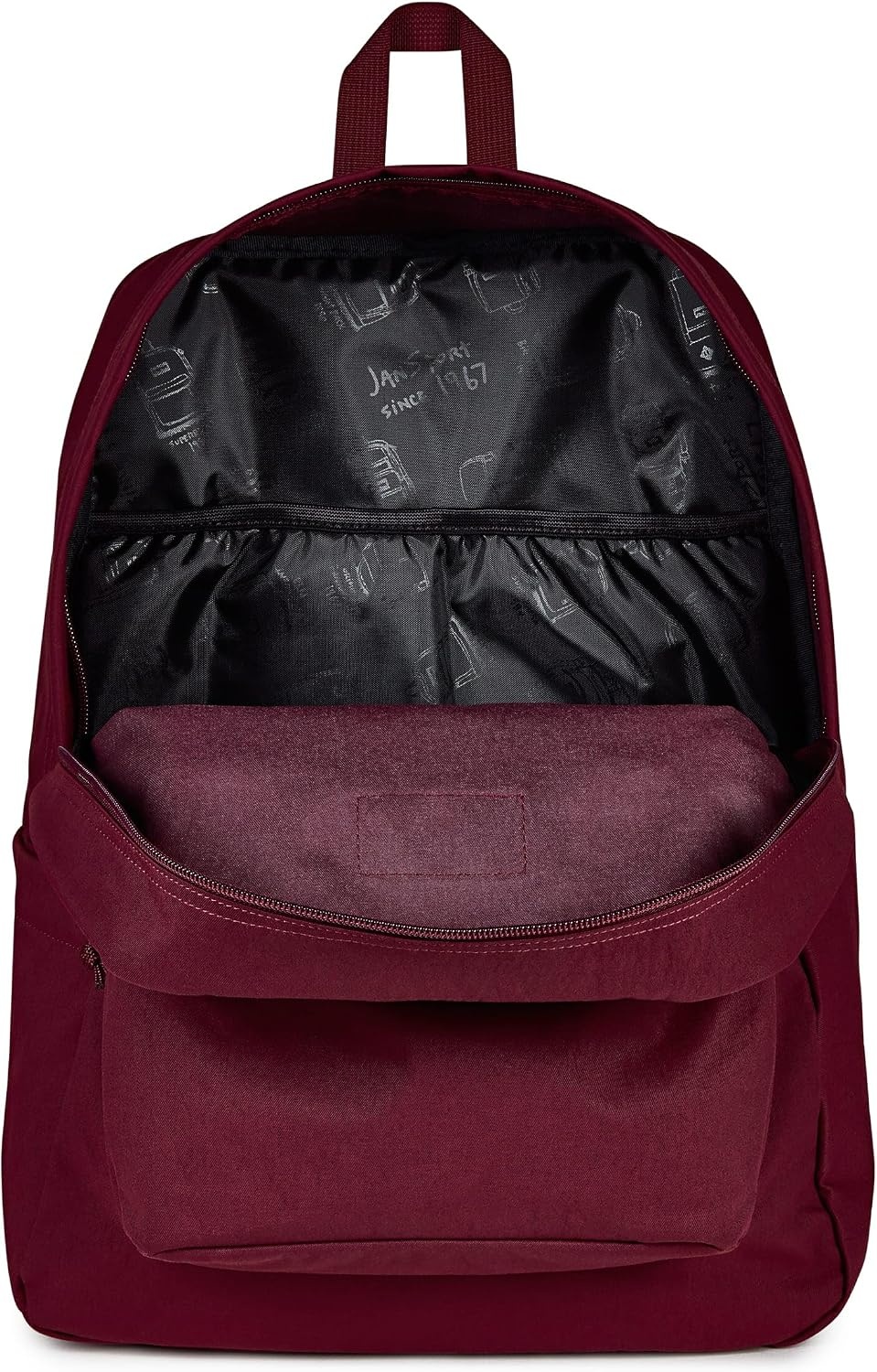 image:imageJanSport Superbreak Plus FX Backpack Work Travel or Laptop Bag with Water Bottle Pocket Oil Slick BlackCherry LacquerCherry L