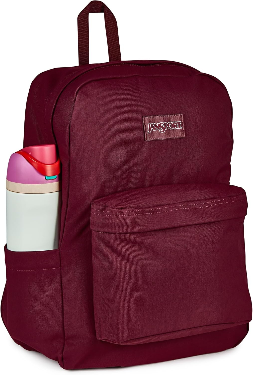 image:imageJanSport Superbreak Plus FX Backpack Work Travel or Laptop Bag with Water Bottle Pocket Oil Slick BlackCherry LacquerCherry L