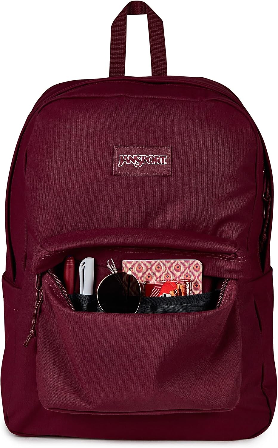 image:imageJanSport Superbreak Plus FX Backpack Work Travel or Laptop Bag with Water Bottle Pocket Oil Slick BlackCherry LacquerCherry L