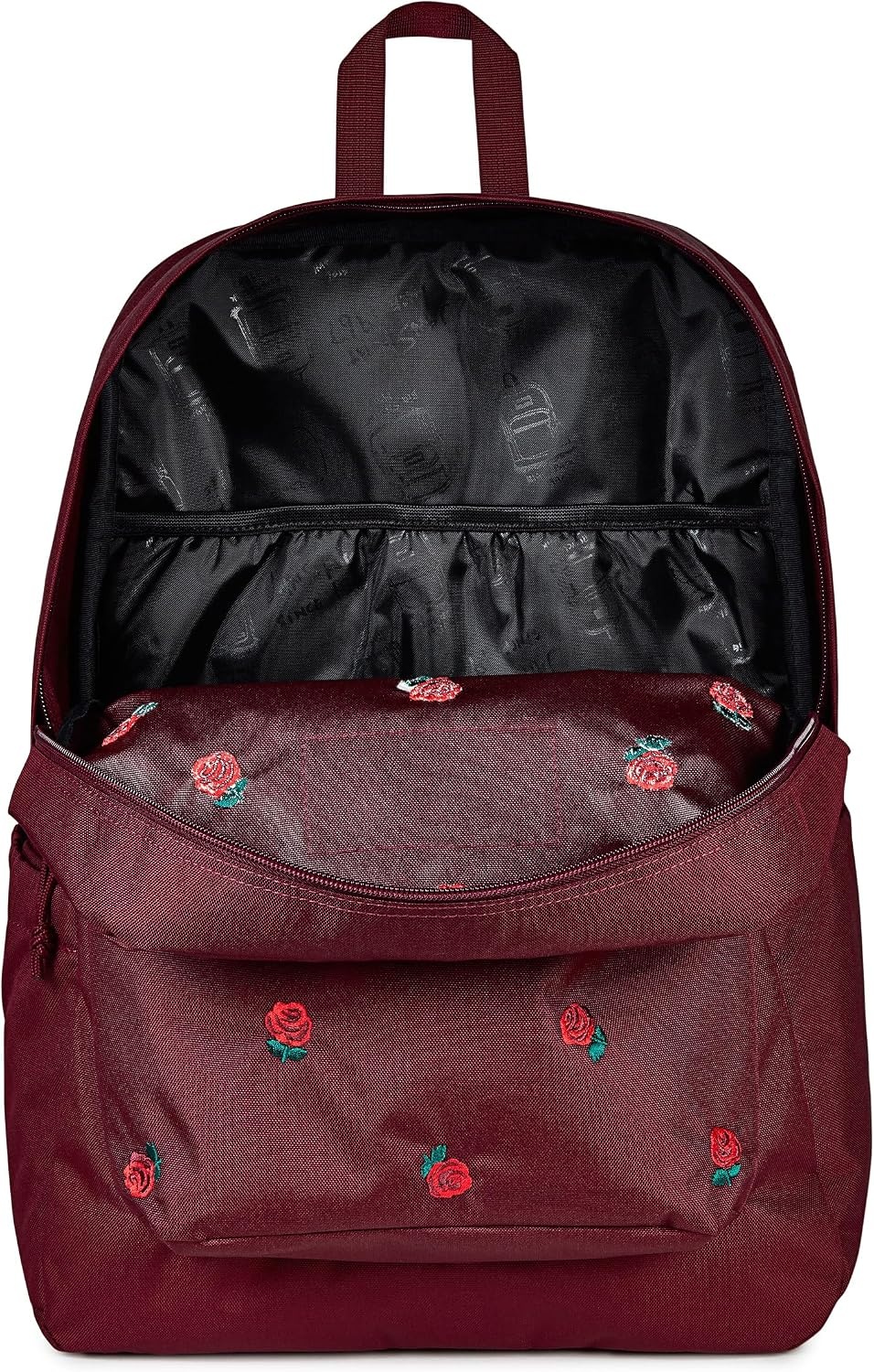 image:imageJanSport Superbreak Plus FX Backpack Work Travel or Laptop Bag with Water Bottle Pocket Oil Slick BlackJust a Rose Emb Cherry LacquerGrnRed