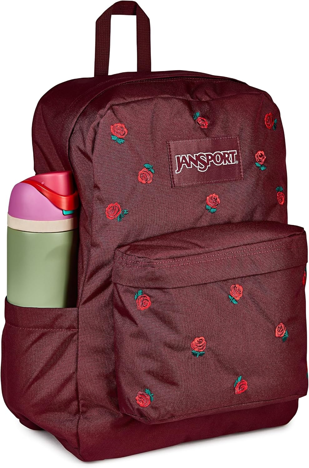 image:imageJanSport Superbreak Plus FX Backpack Work Travel or Laptop Bag with Water Bottle Pocket Oil Slick BlackJust a Rose Emb Cherry LacquerGrnRed