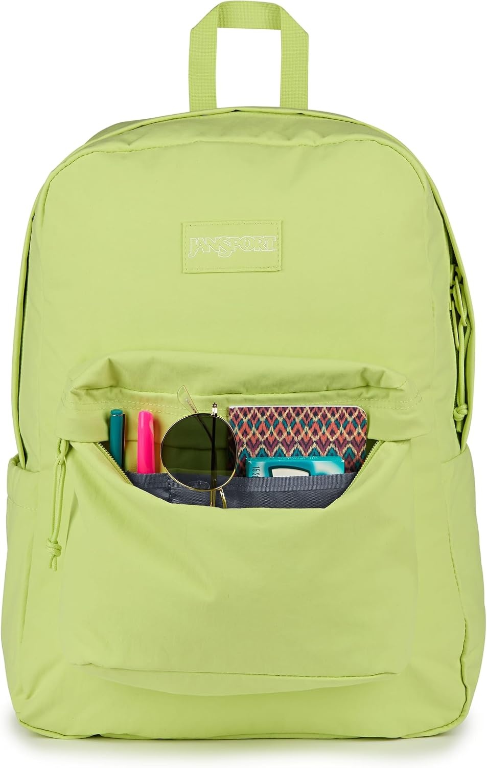 image:imageJanSport Superbreak Plus FX Backpack Work Travel or Laptop Bag with Water Bottle Pocket Oil Slick BlackLime Citron