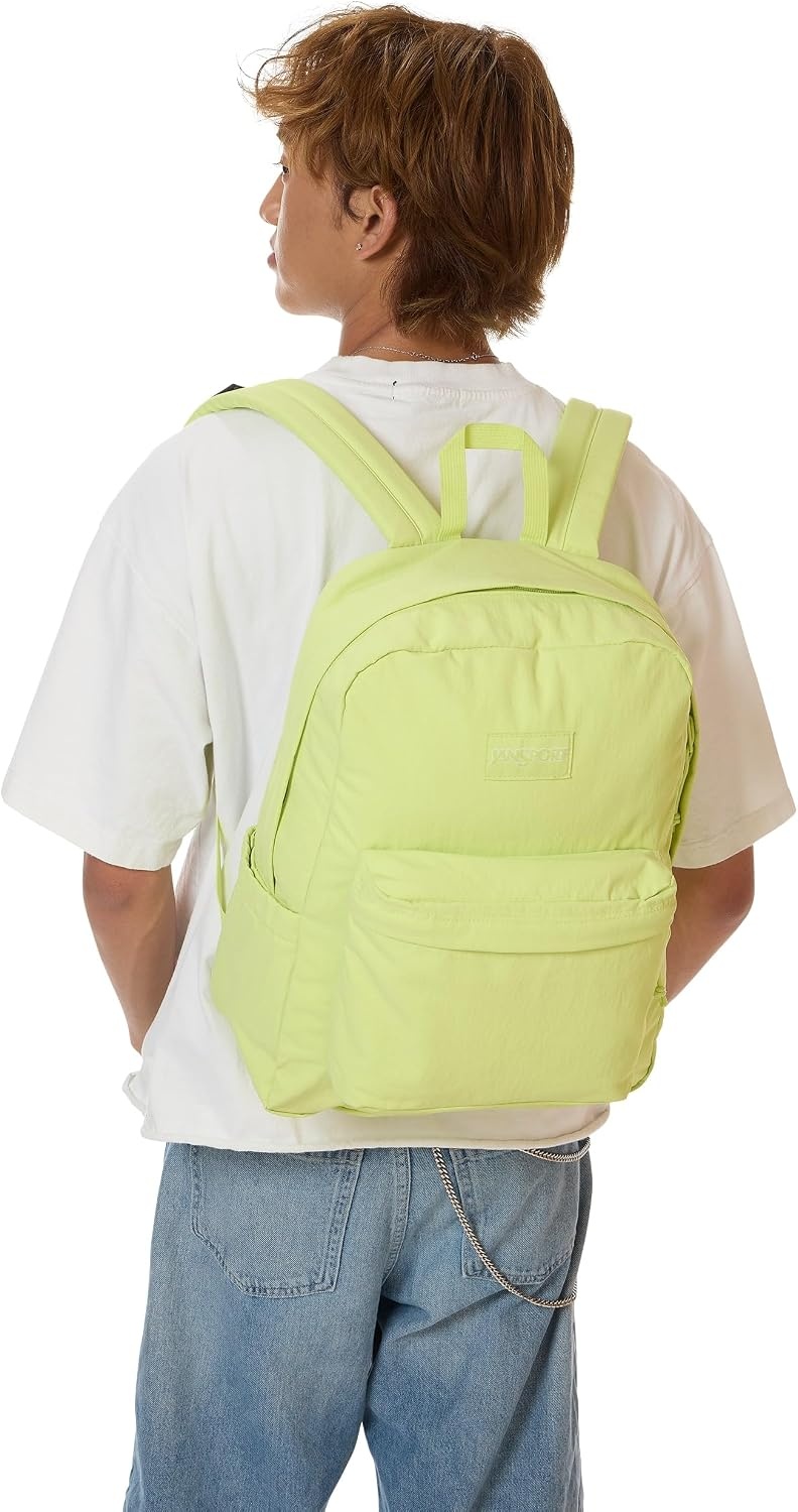 image:imageJanSport Superbreak Plus FX Backpack Work Travel or Laptop Bag with Water Bottle Pocket Oil Slick BlackLime Citron