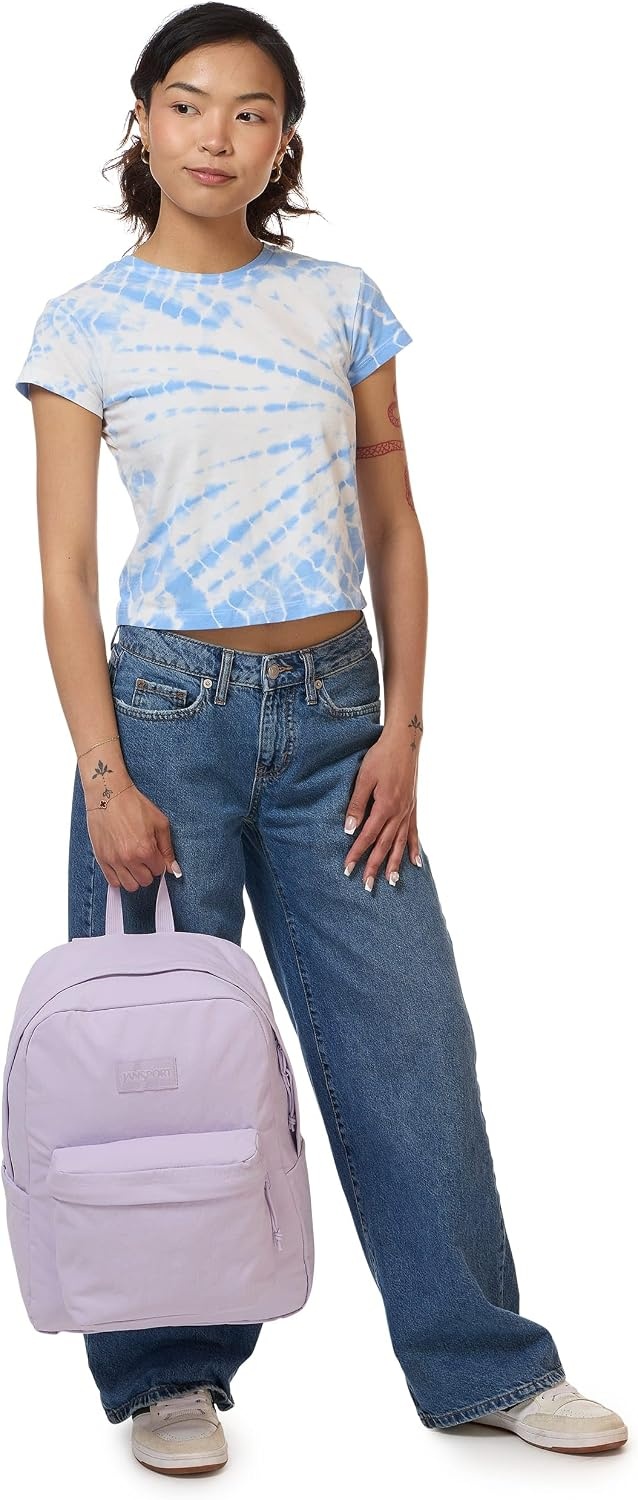 image:imageJanSport Superbreak Plus FX Backpack Work Travel or Laptop Bag with Water Bottle Pocket Oil Slick BlackPastel Lilac