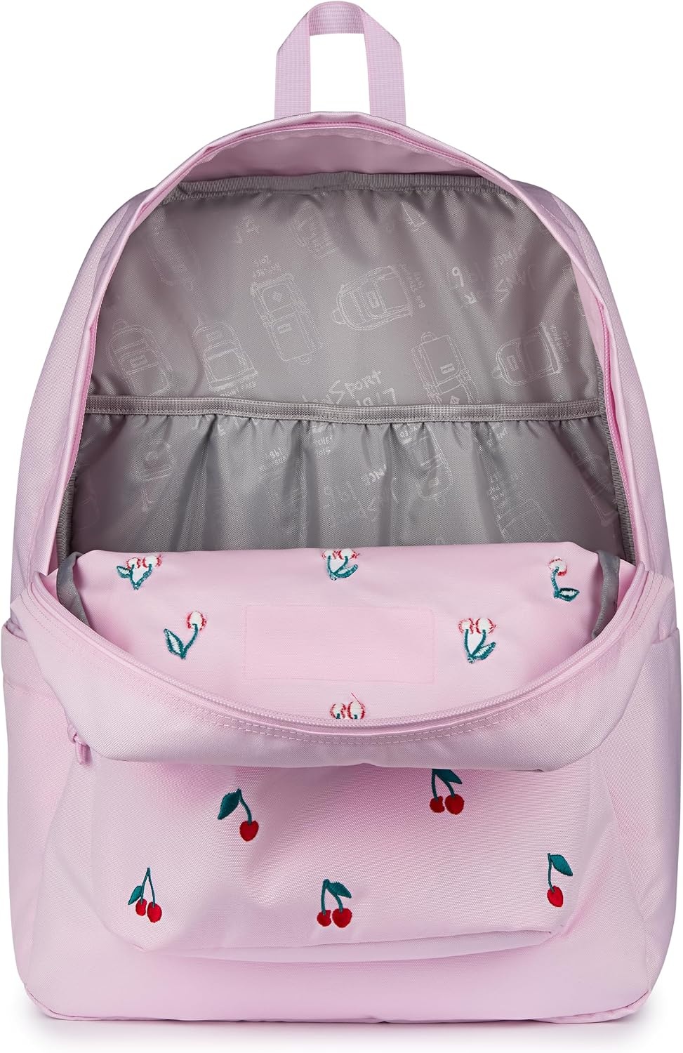 image:imageJanSport Superbreak Plus FX Backpack Work Travel or Laptop Bag with Water Bottle Pocket Oil Slick BlackPink Ice Cherry Emb