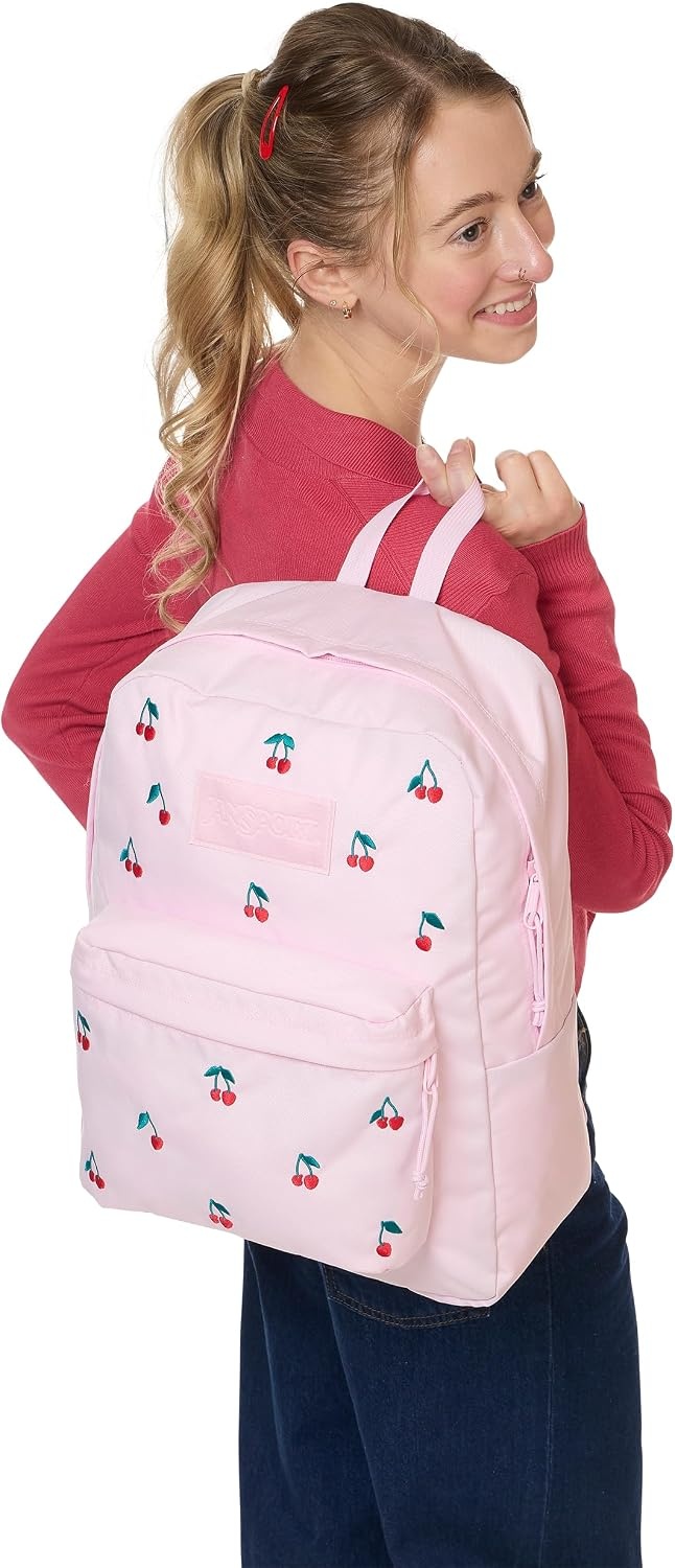 image:imageJanSport Superbreak Plus FX Backpack Work Travel or Laptop Bag with Water Bottle Pocket Oil Slick BlackPink Ice Cherry Emb