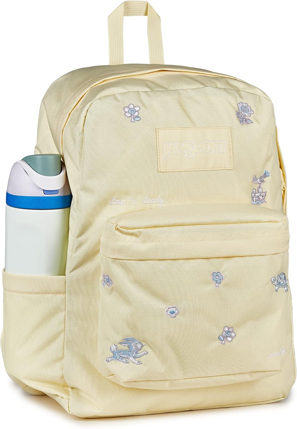 image:imageJanSport Superbreak Plus FX Backpack Work Travel or Laptop Bag with Water Bottle Pocket Oil Slick BlackSlow N Steady Emb Lemon IceBluePink