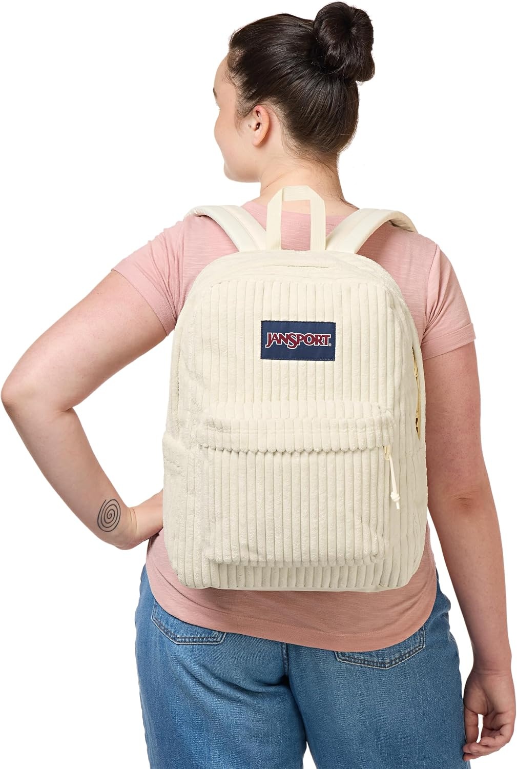 image:imageJanSport Superbreak Plus FX Backpack Work Travel or Laptop Bag with Water Bottle Pocket Oil Slick BlackSurreal Corduroy Coconut