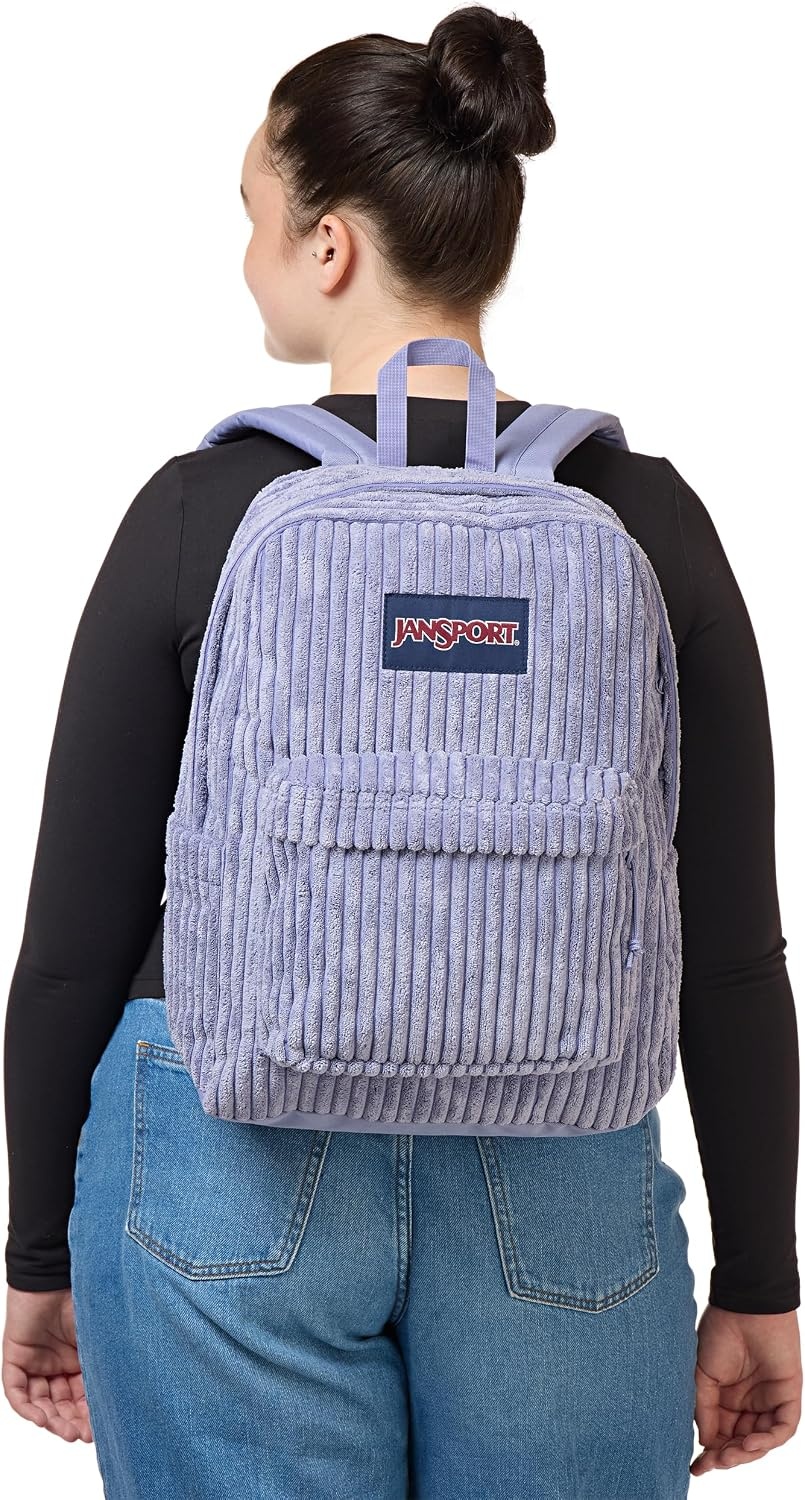 image:imageJanSport Superbreak Plus FX Backpack Work Travel or Laptop Bag with Water Bottle Pocket Oil Slick BlackSurreal Corduroy Lavender Ash