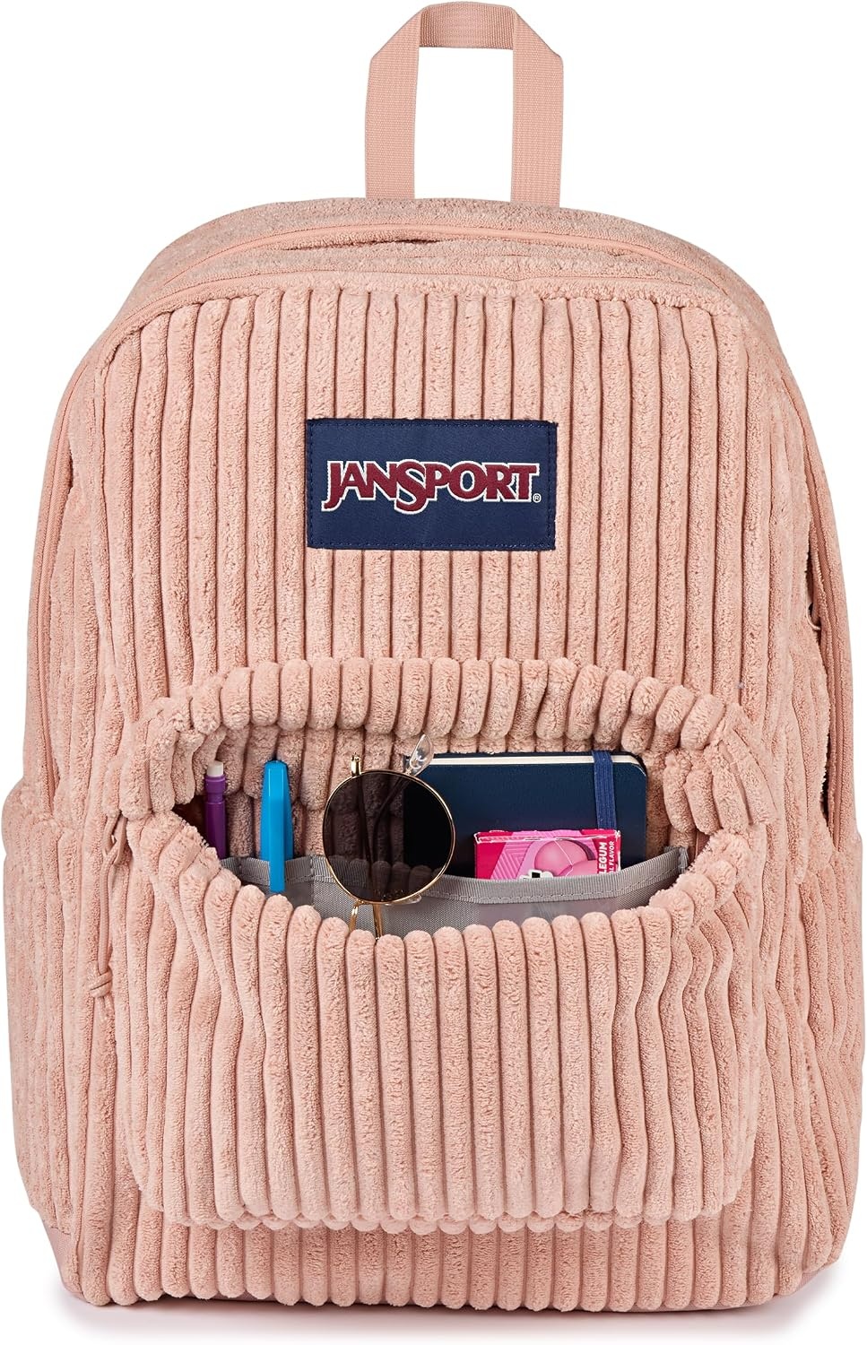 image:imageJanSport Superbreak Plus FX Backpack Work Travel or Laptop Bag with Water Bottle Pocket Oil Slick BlackSurreal Corduroy Misty Rose