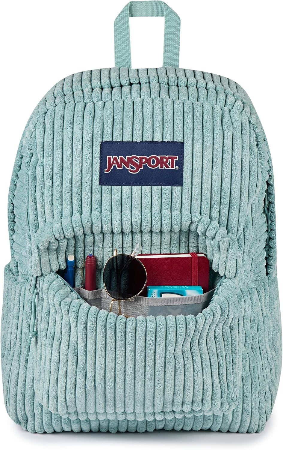 image:imageJanSport Superbreak Plus FX Backpack Work Travel or Laptop Bag with Water Bottle Pocket Oil Slick BlackSurreal Corduroy Sage
