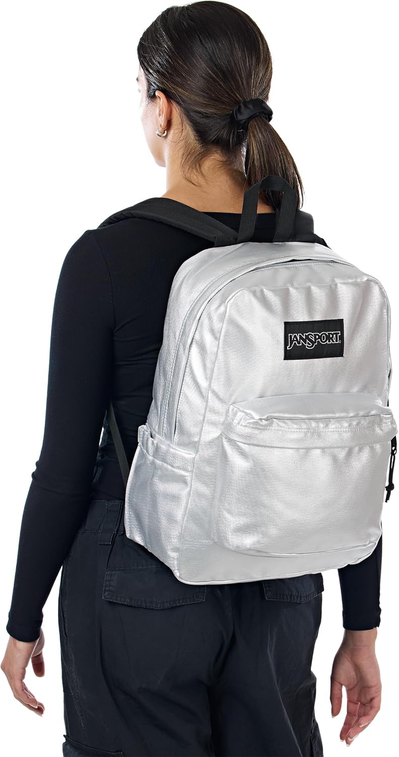 image:imageJanSport Superbreak Plus FX Backpack Work Travel or Laptop Bag with Water Bottle Pocket Oil Slick BlackSurreal Shine