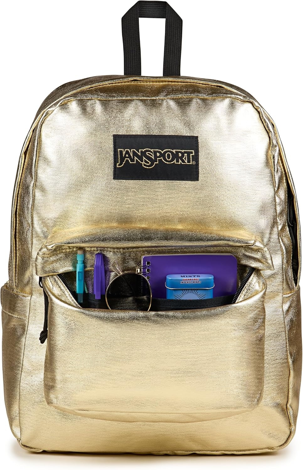 image:imageJanSport Superbreak Plus FX Backpack Work Travel or Laptop Bag with Water Bottle Pocket Oil Slick BlackSurreal Shine Gold
