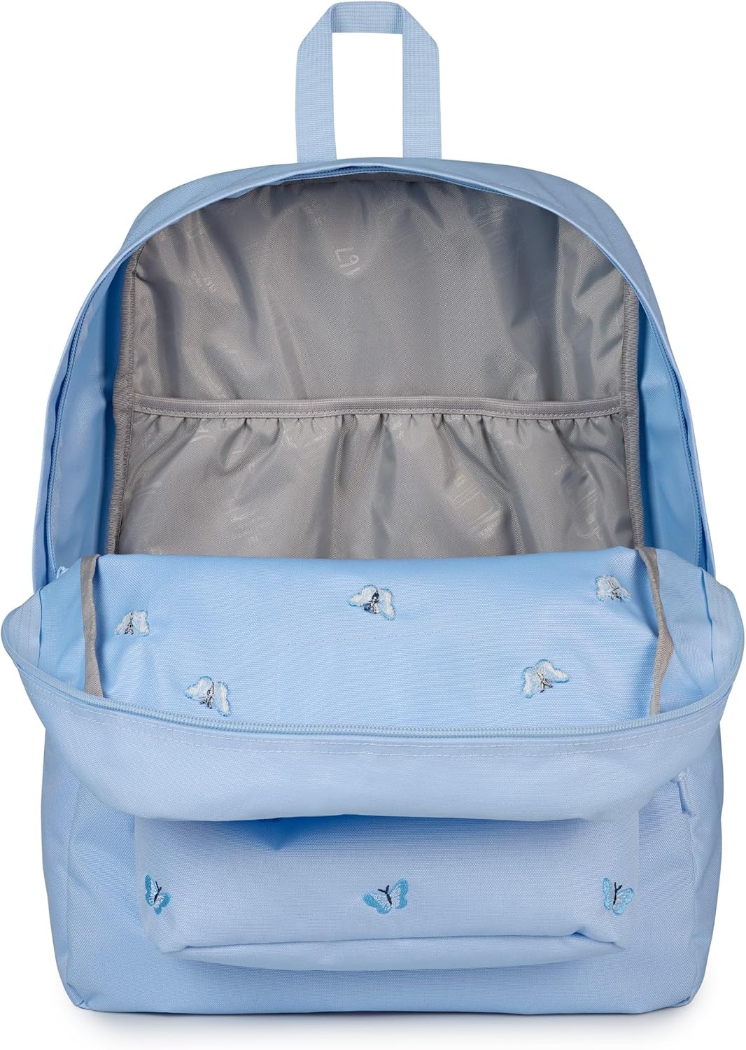 image:imageJanSport Superbreak Plus FX Backpack Work Travel or Laptop Bag with Water Bottle Pocket Oil Slick BlackTiny Butterflies HydrangeaMd Bl