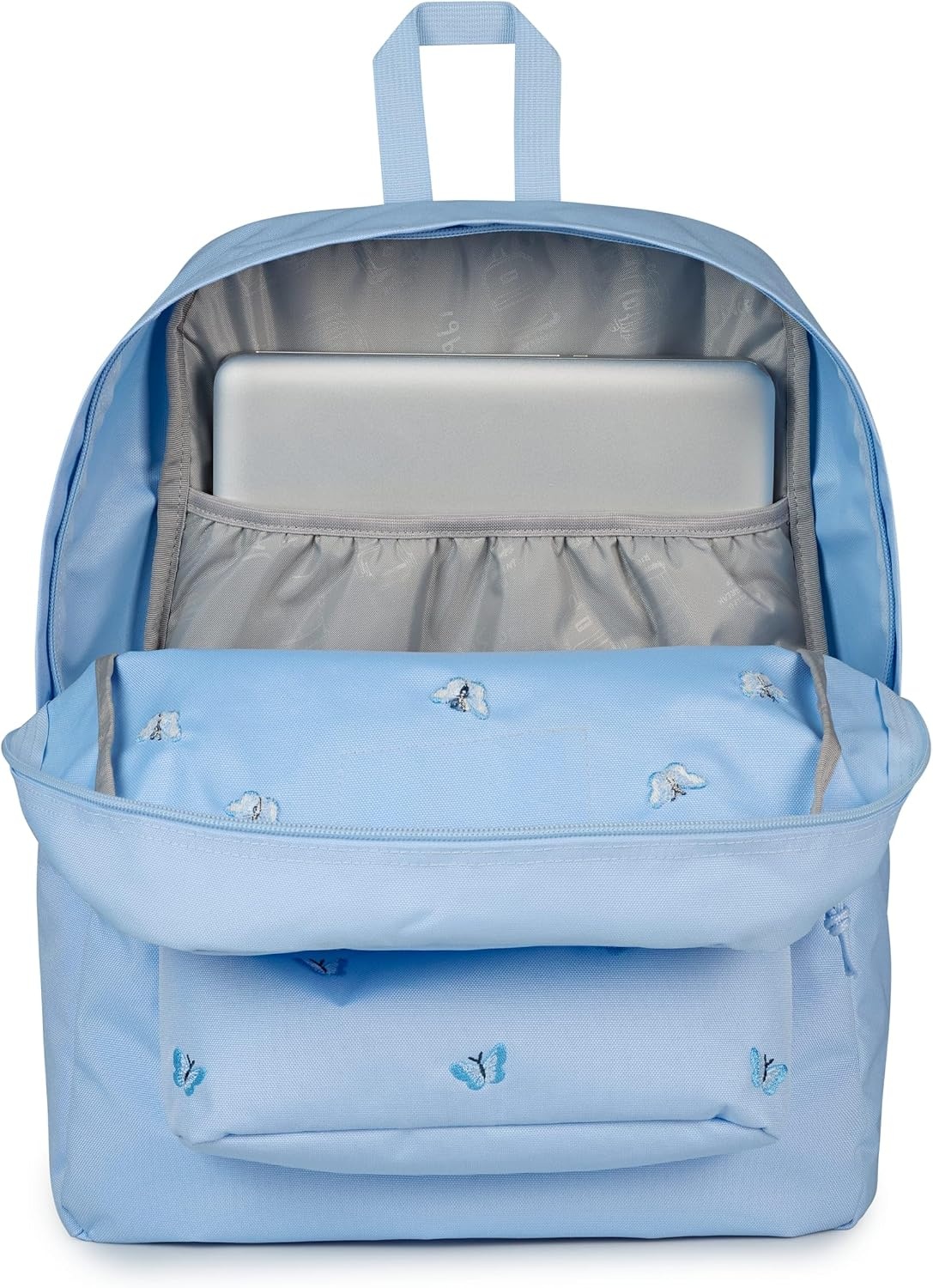 image:imageJanSport Superbreak Plus FX Backpack Work Travel or Laptop Bag with Water Bottle Pocket Oil Slick BlackTiny Butterflies HydrangeaMd Bl