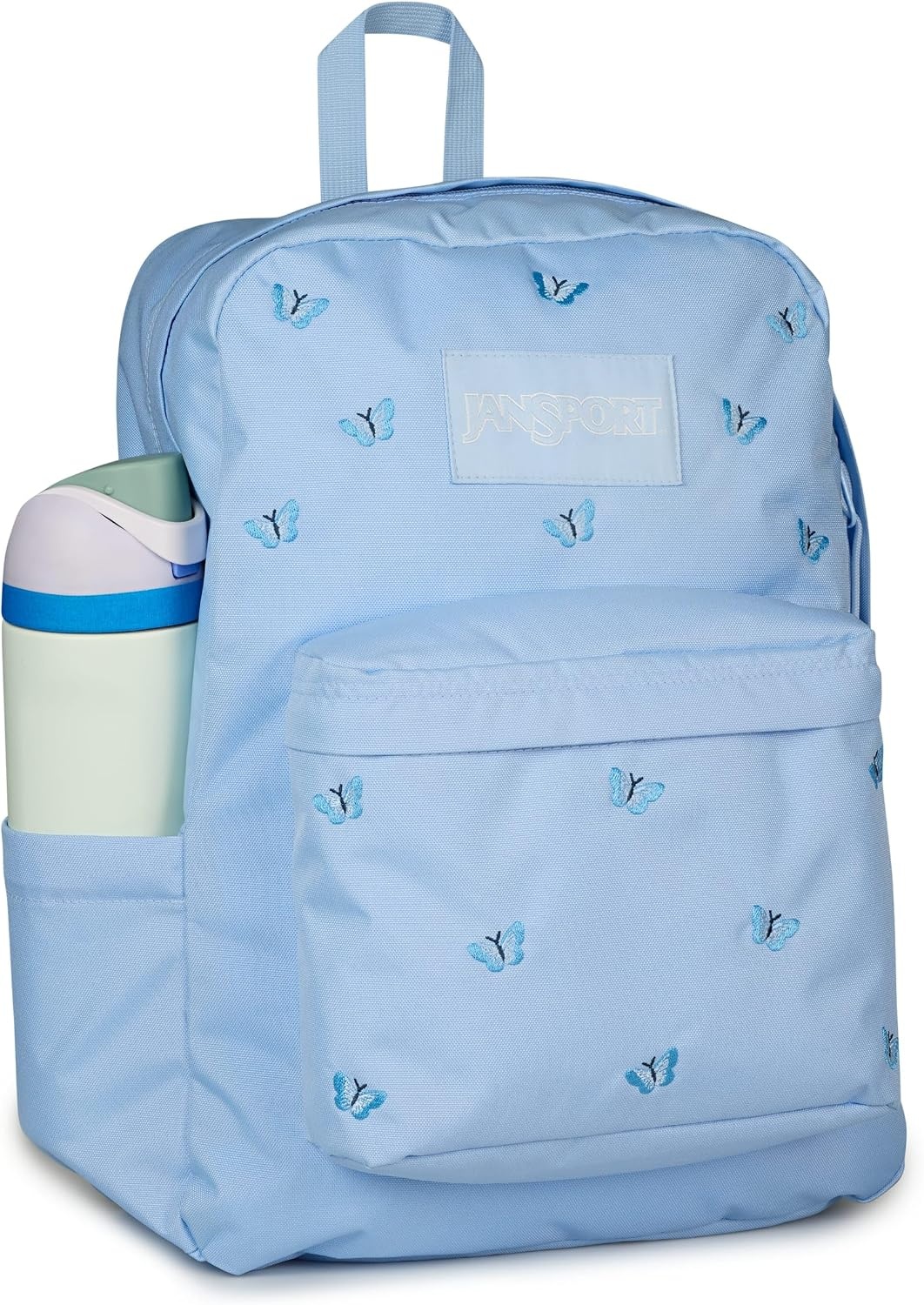 image:imageJanSport Superbreak Plus FX Backpack Work Travel or Laptop Bag with Water Bottle Pocket Oil Slick BlackTiny Butterflies HydrangeaMd Bl