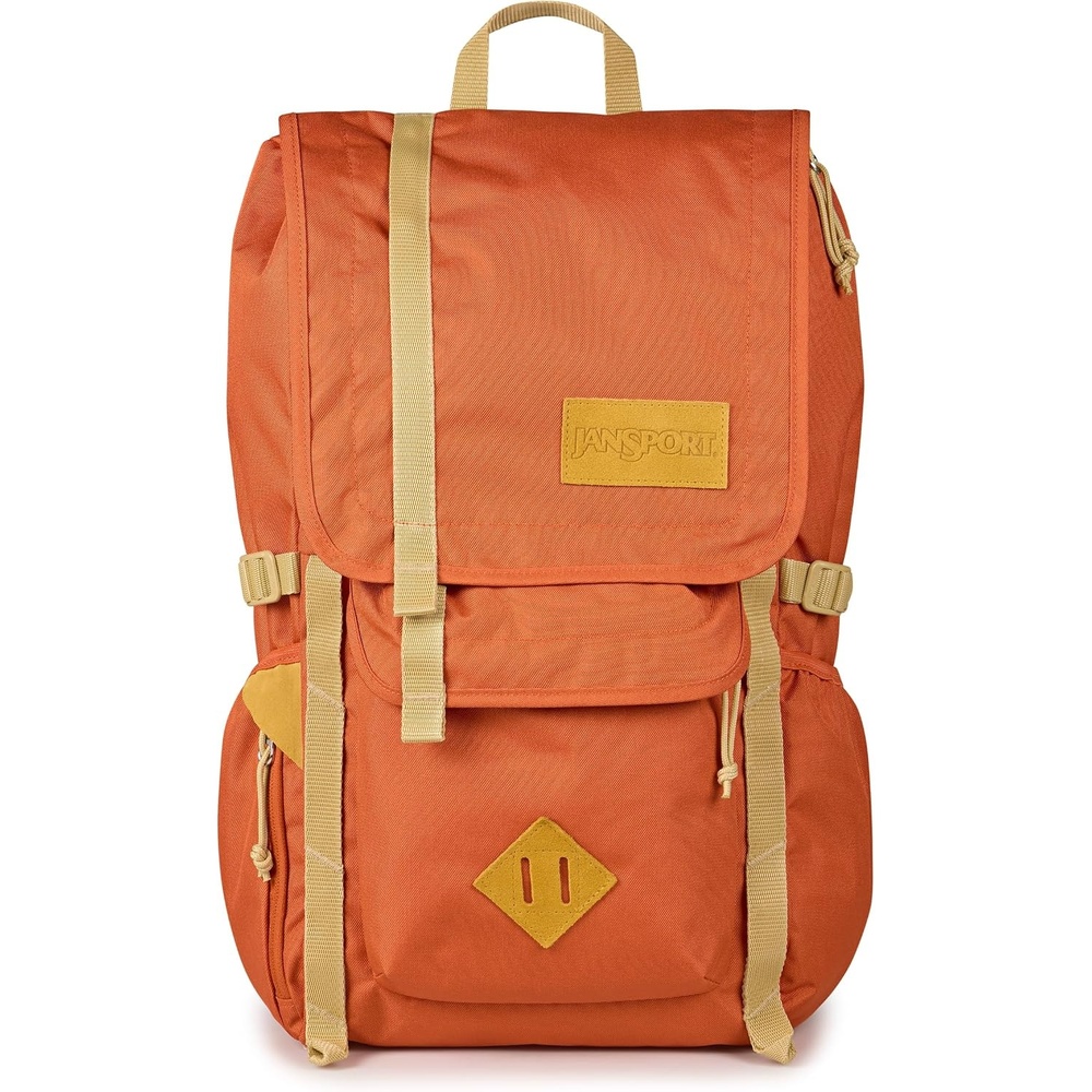 image:imageJanSport Hatchet Backpack 15inch Padded Laptop Compartment Dual Water Bottle Pockets Side Compression Straps NavyDune Red