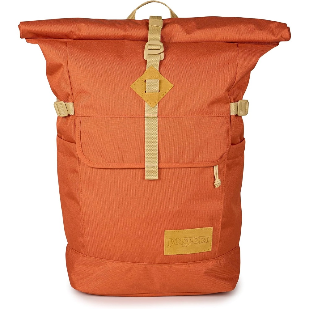 image:imageJanSport Hatchet Rolltop Backpack 17inch Padded Laptop Sleeve Spacious Main Compartment Dual Water Bottle Pockets NavyDune Red