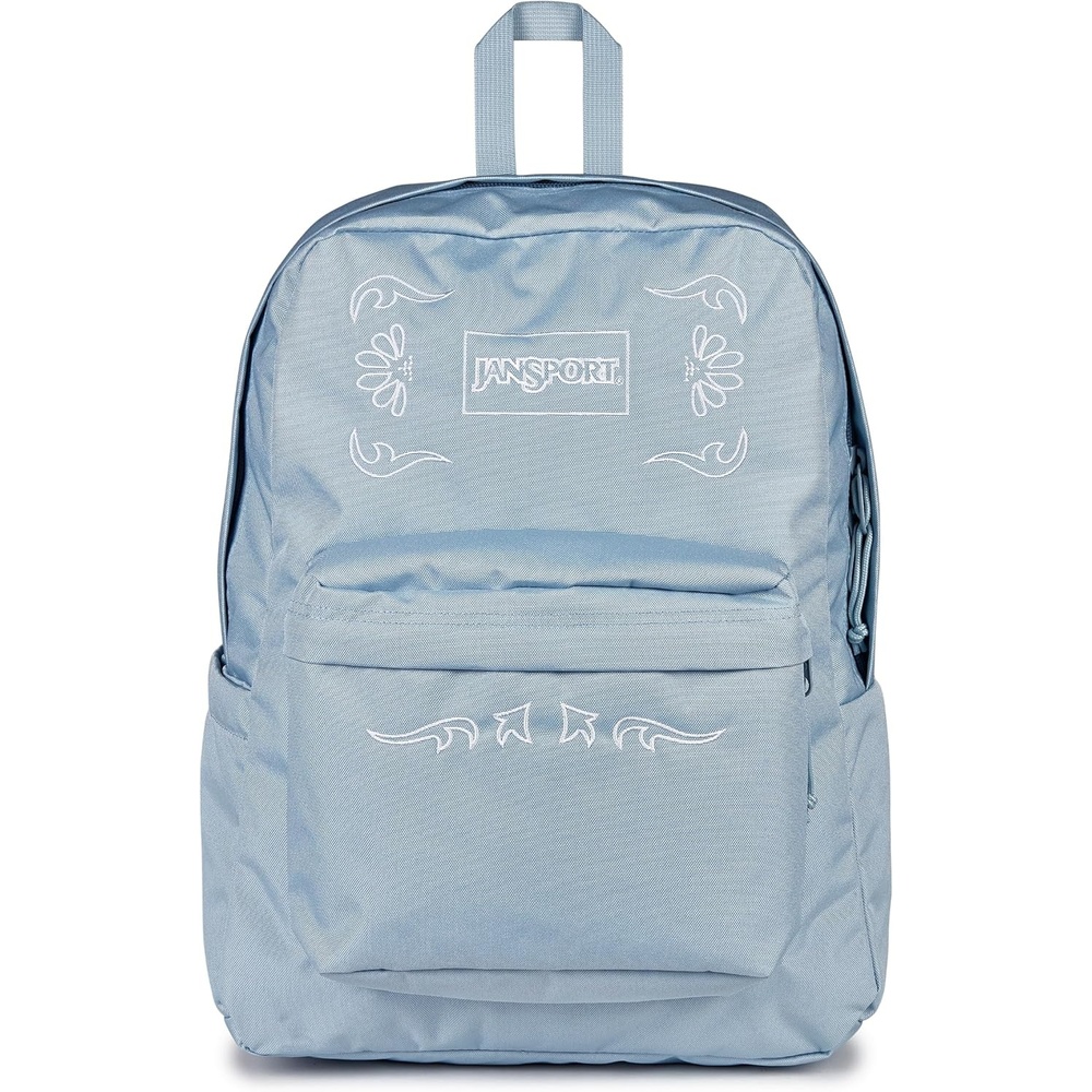 image:imageJanSport Superbreak Plus FX Backpack Work Travel or Laptop Bag with Water Bottle Pocket Oil Slick BlackBandana Jam Emb Blue DuskWhiteWhite
