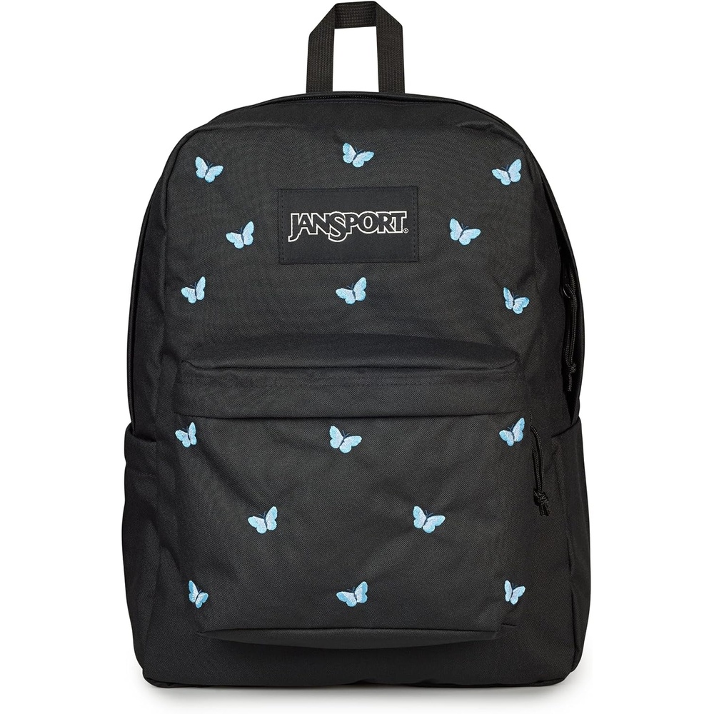 image:imageJanSport Superbreak Plus FX Backpack Work Travel or Laptop Bag with Water Bottle Pocket Oil Slick BlackTiny Butterflies BlackMd BluLt Blu