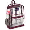 JanSport 25.5L Clear Pack – Large Transparent Mesh Bottom, Clear(Cherry Lacquer)