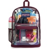 JanSport 25.5L Clear Pack – Large Transparent Mesh Bottom, Clear(Cherry Lacquer)