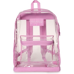 JanSport 25.5L Clear Pack – Large Transparent Mesh Bottom, Clear(Ube Dream)