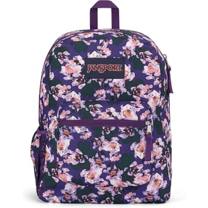 JanSport 26L Cross Town Backpack – 12 inch Daypack, Russet Red(Purple Petals)