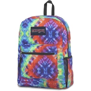 JanSport 26L Cross Town Backpack – 12 inch Daypack, Russet Red(Red/Multi Hippie Days)